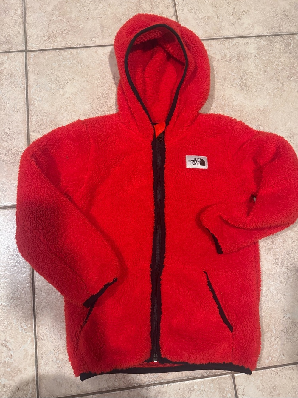 The North Face Kids Red Sherpa Hooded Zip-Up